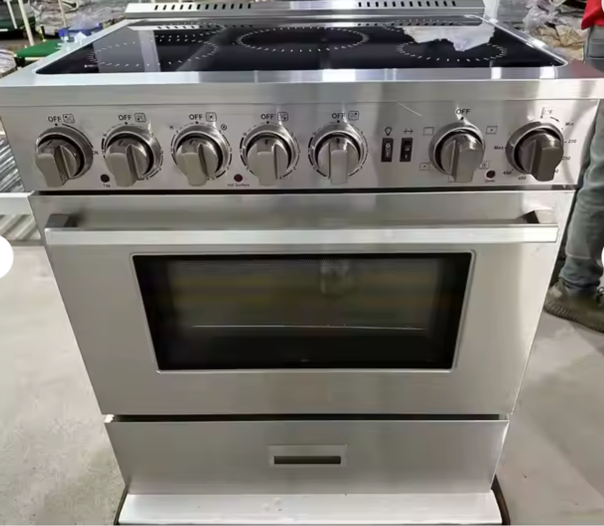Z New Stainless Steel Silver Electric Oven, Multifunctional Kitchen Appliance with 5 Electric Hobs and 1 and Oven
