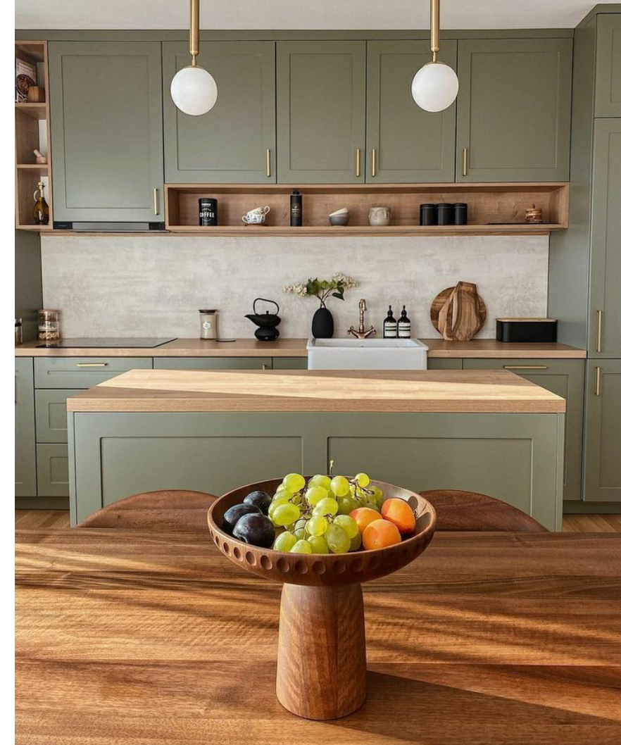 Vermonhouzz Simple and Elegant Style Vermonhouzz 2024 Modern Shaker Door Kitchen Cabinet Pretty Veneer Green Kitchen Cabinet
