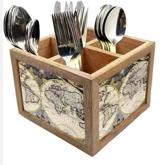 Elegant design Spoon Holder wooden printed Cutlery Holder for Kitchen Organizer