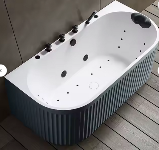 Indoor Bathroom Soaking Whirlpools Air Massage Bathtub Modern Artificial Stone Freestanding SPA Corner Bath Tubs