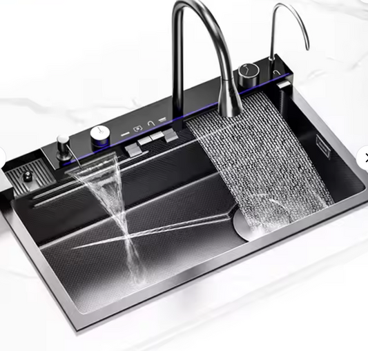 High Quality Smart LED Digital Display Kitchen Sink Multifunctional Modern Waterfall Stainless Steel Smart Kitchen Sink